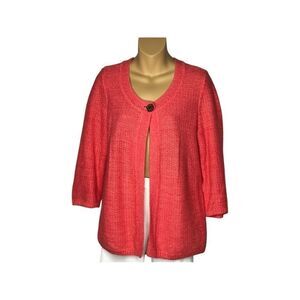 Christopher & Banks Coral 3/4 Sleeve Cardigan Size Large